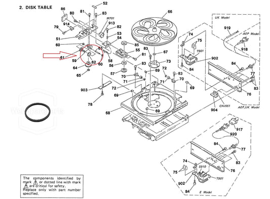 Correa del plato giratorio para reproductor de CD – Sony CDP-C500M