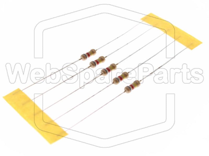 5x Resistencia de película de carbono 820kR 0.25W ±5% Ø2.3x6mm