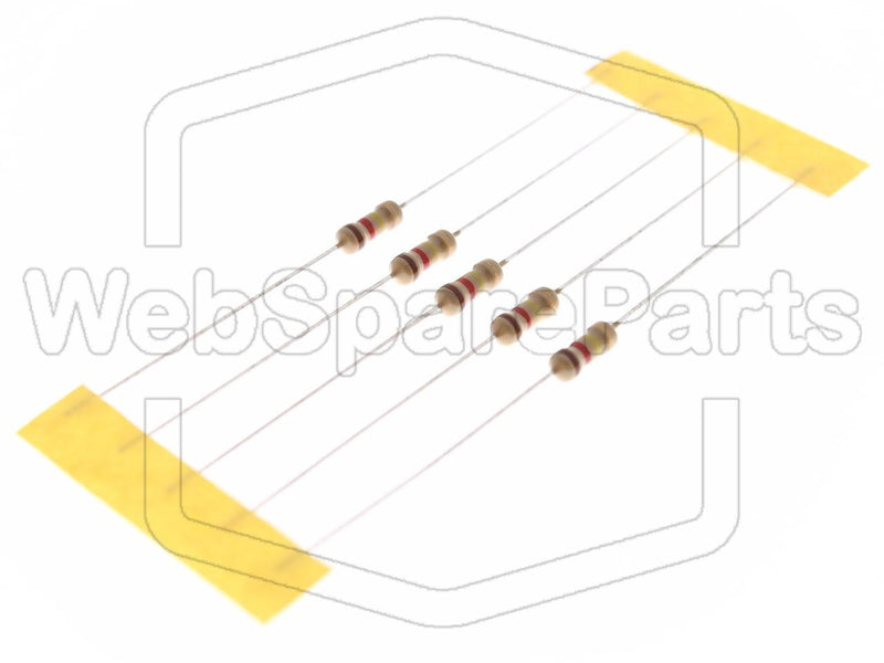 5x Resistencia de película de carbono 120kR 0.25W ±5% Ø2.3x6mm