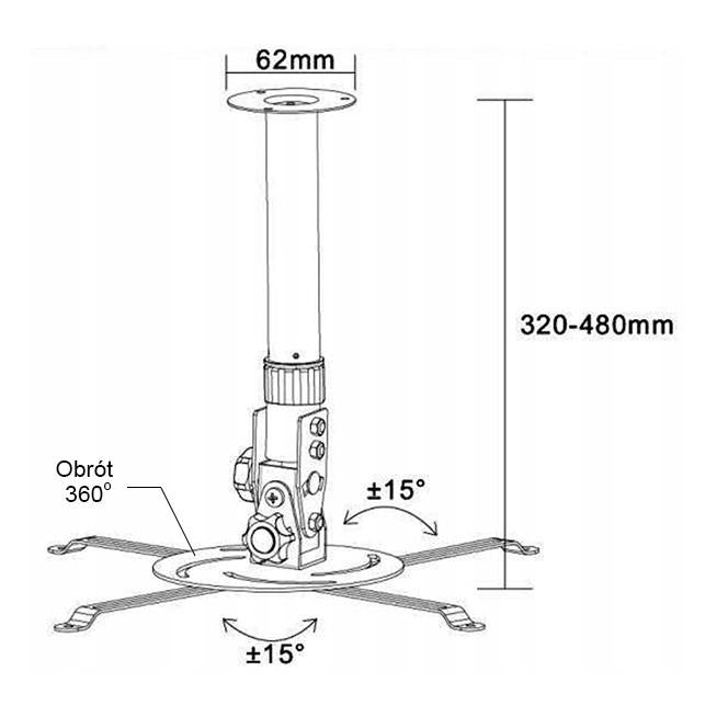 Suporte de Teto para Projetor Regulável com Rotação 360°