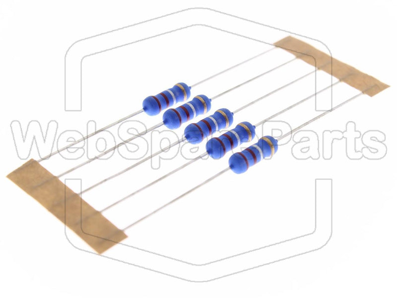 5x Resistencia de película metálica 0.22R 1W ±5% Ø4x10mm