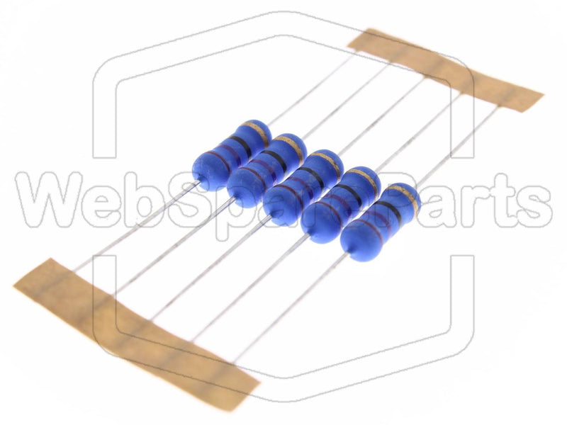 5x Resistencia de película metálica 27R 2W ±5% Ø5x12mm